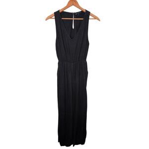 Linen Blend Wide Leg Jumpsuit Women Medium Open Back Minimalist Scandi Casual